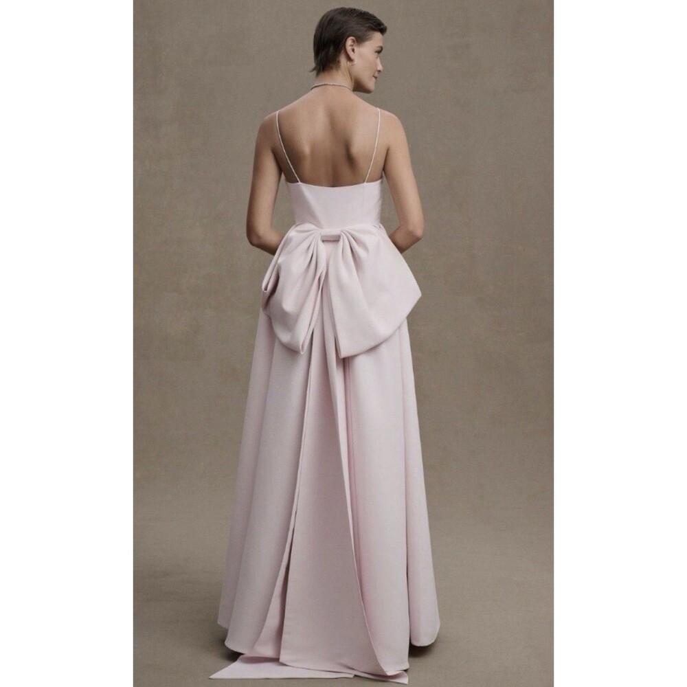 Anthropologie Sachin and Babi Hadley V-Neck Bow-Back Empire Gown Blush Pink Sz 8